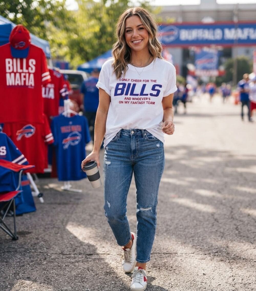 Junk Food NFL Buffalo Bills Fantasy Football Graphic Tee Shirt White S NWOT